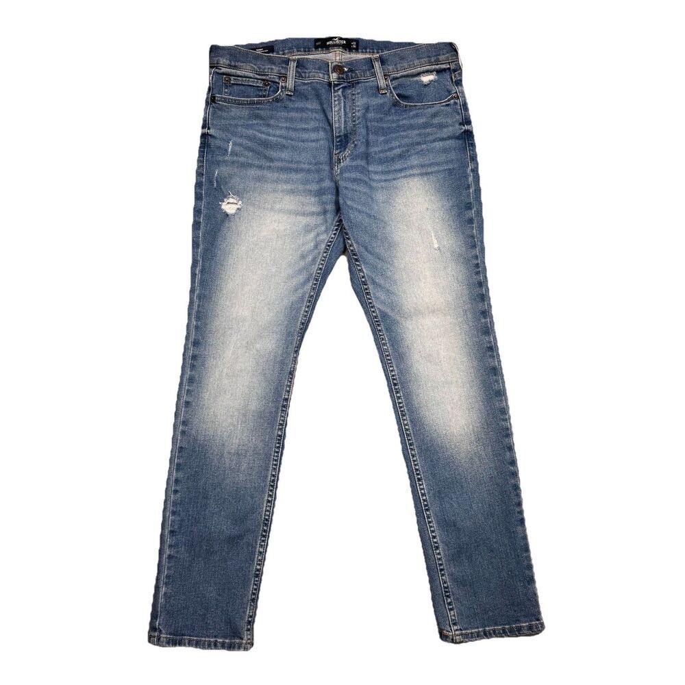 Hollister Epic Flex Jeans Mens Size 32x30 Measures 33x28 Skinny Distressed Blue